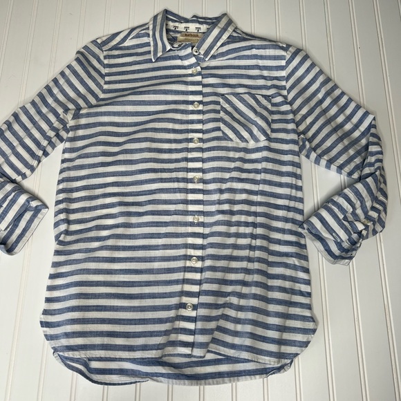 Barbour Tops - Barbour Womens Relaxed Fit Striped Button Down Shirt Size 4